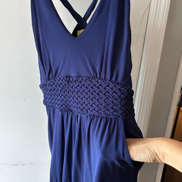 Anthropologie Maeve Deep Blue Dress with Crisscross Detail - Picture 2 of 7